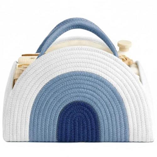 Rainbow Rope Storage Basket with Integrated Handles and Color Variants image 3
