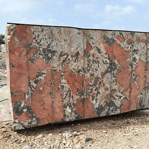 Alaska Red Granite Slab with Bold Multicolor Natural Pattern
