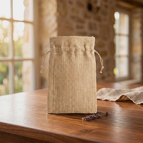 Natural Jute Drawstring Gift Pouch with Clear PVC Window image 2
