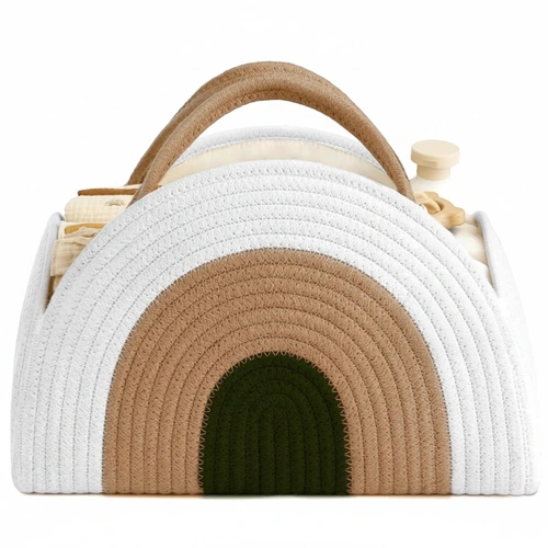 Rainbow Rope Storage Basket with Integrated Handles and Color Variants image 2