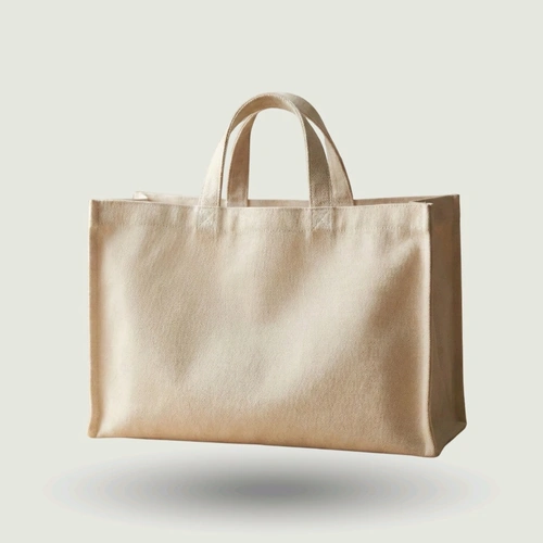 Cotton Canvas and Jute Shopping Tote with Reinforced Gusset Design image 3