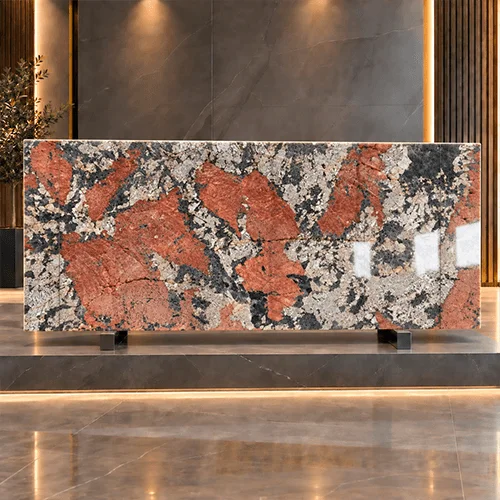 Alaska Red Granite Slab with Bold Multicolor Natural Pattern image 4