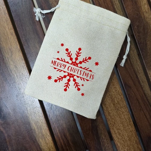 Christmas Drawstring Gift Bag with Festive Printed Designs image 8