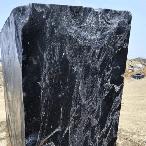 Polished Black Marble Slab with Dramatic White Spider Veining image 2