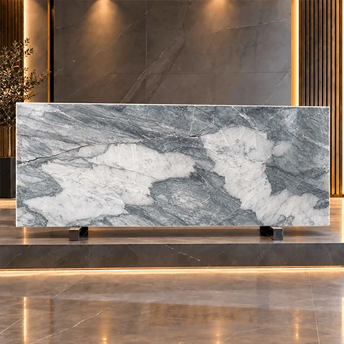 Polished Grey Marble Tile with Bold White Natural Veining image 4