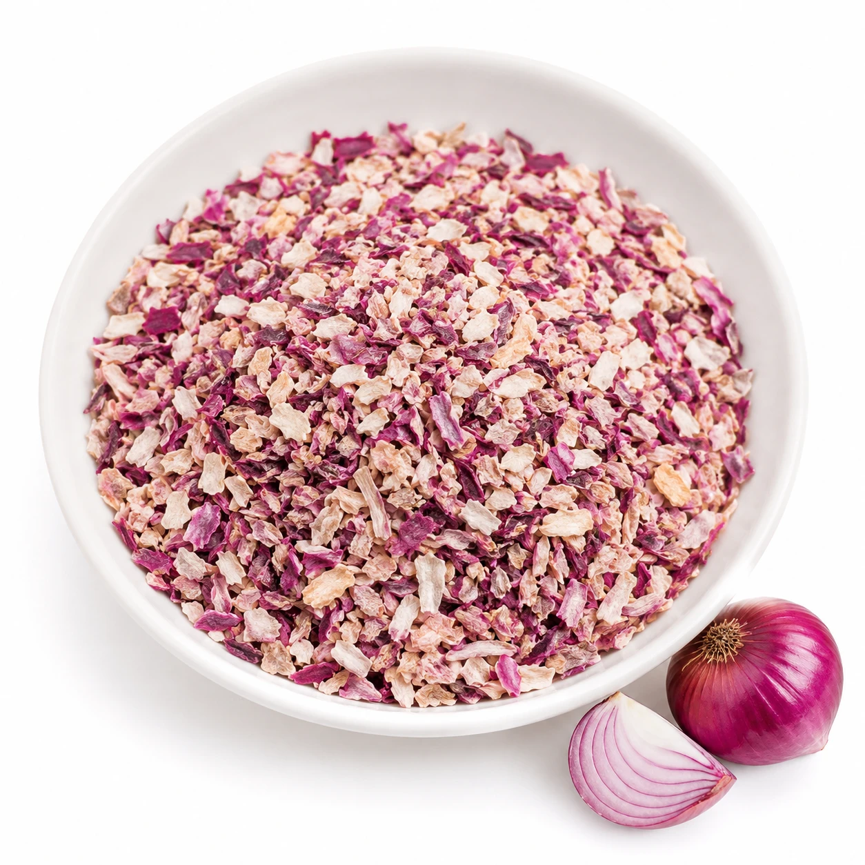 Dehydrated Red Onion Flakes — Natural Dried Culinary Granules, Bulk Pack