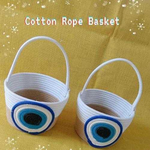 Mini Rainbow Rope Gift Basket with Handle for Small Items image 2