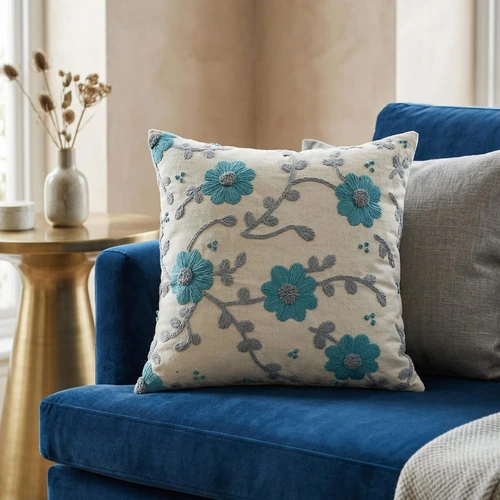 Decorative Cotton Cushion Covers with Embroidery, Tufting, and Printed Designs image 12