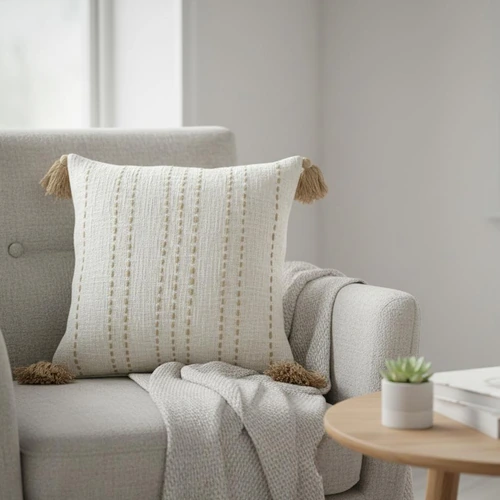 Decorative Cotton Cushion Covers with Embroidery, Tufting, and Printed Designs image 9