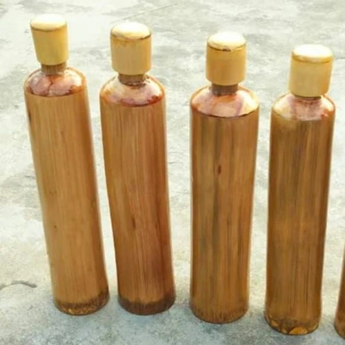 Bamboo Water Bottle with Natural Sleeve and Wooden Screw Cap image 2