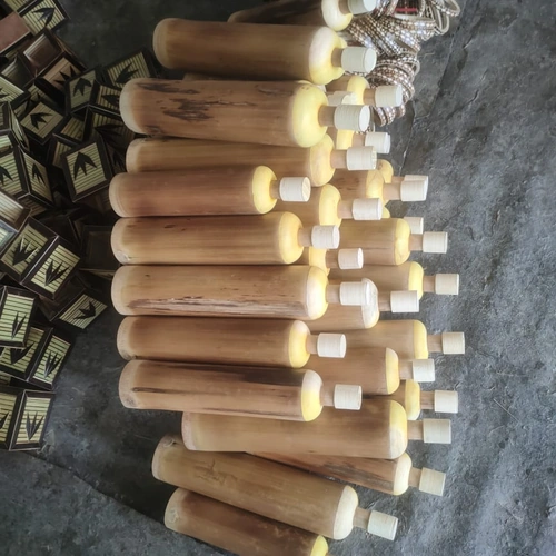 Bamboo Water Bottle with Natural Sleeve and Wooden Screw Cap image 3