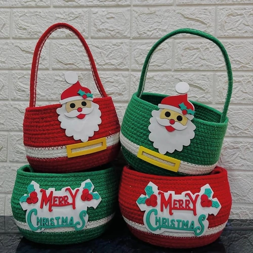 Christmas Woven Gift Basket with Santa and Merry Christmas Décor image 2