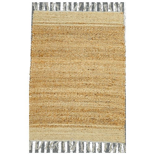 Handwoven Natural Jute Rug with Decorative Fringe Finish image 2