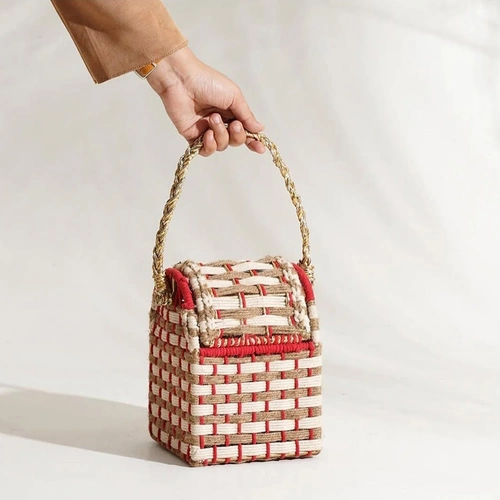 Handwoven Decorative Storage Basket with Braided Carry Handle image 2