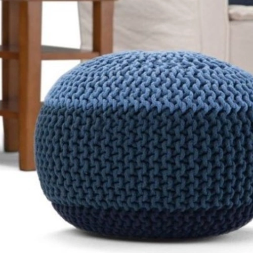 Hand-Crocheted Pouffies with Soft Textured Knit Cover image 3