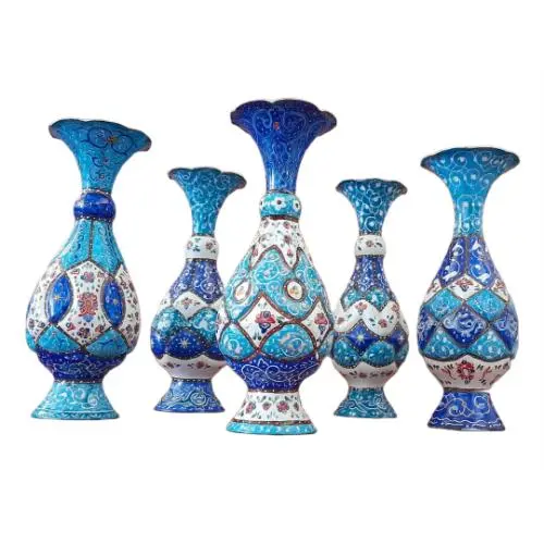 Hand-Painted Minakari Enamelware Set with Intricate Persian-Style Designs image 6