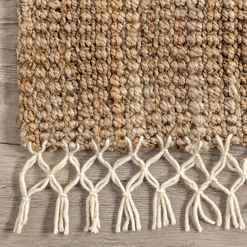 Handwoven Natural Jute Area Rug with Decorative Fringe image 2