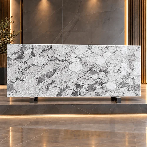 Polished White and Grey Granite Slab with Dramatic Natural Movement image 4