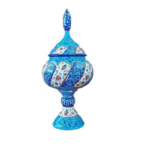 Hand-Painted Minakari Enamelware Set with Intricate Persian-Style Designs image 2