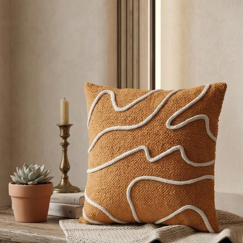 Decorative Cotton Cushion Covers with Embroidery, Tufting, and Printed Designs image 5