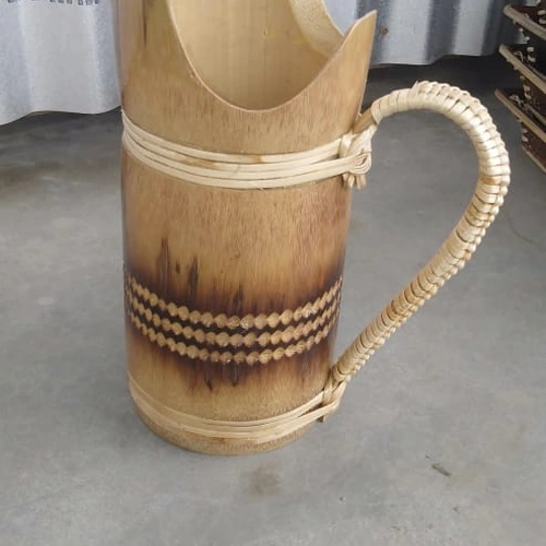 Handcrafted Bamboo Drinking Mug with Woven Natural Fiber Handle image 2