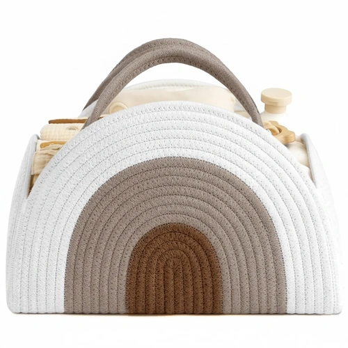 Rainbow Rope Storage Basket with Integrated Handles and Color Variants image 5