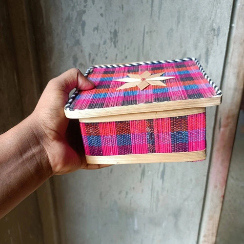 Colorful Handwoven Bamboo Storage Basket Set with Decorative Lids image 3