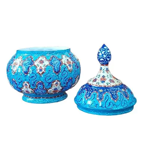 Hand-Painted Minakari Enamelware Set with Intricate Persian-Style Designs image 5