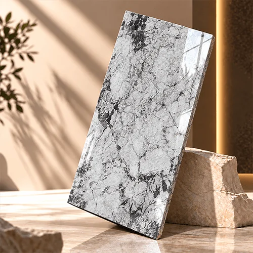 Polished White and Grey Granite Slab with Dramatic Natural Movement image 3