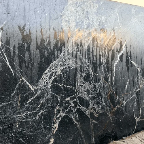 Polished Black Marble Slab with Dramatic White Spider Veining image 4