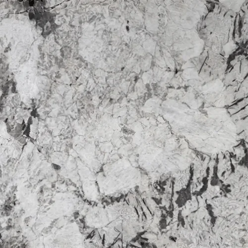Polished White and Grey Granite Slab with Dramatic Natural Movement