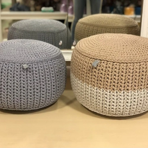 Hand-Crocheted Pouffies with Soft Textured Knit Cover image 5