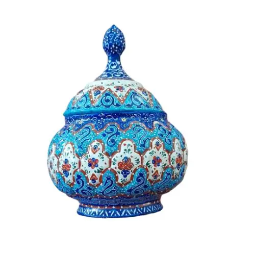 Hand-Painted Minakari Enamelware Set with Intricate Persian-Style Designs image 7