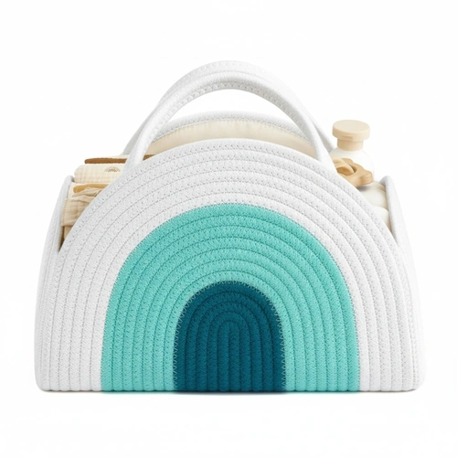 Rainbow Rope Storage Basket with Integrated Handles and Color Variants image 4