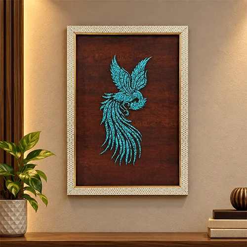 Handcrafted Persian Enamel and Turquoise Inlaid Framed Wall Art Collection image 2