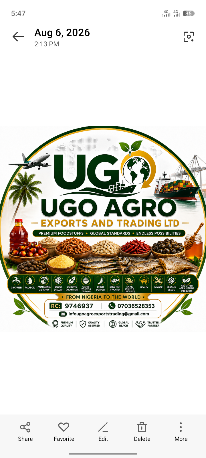 UGO AGRO EXPORTS AND TRADING LIMITED